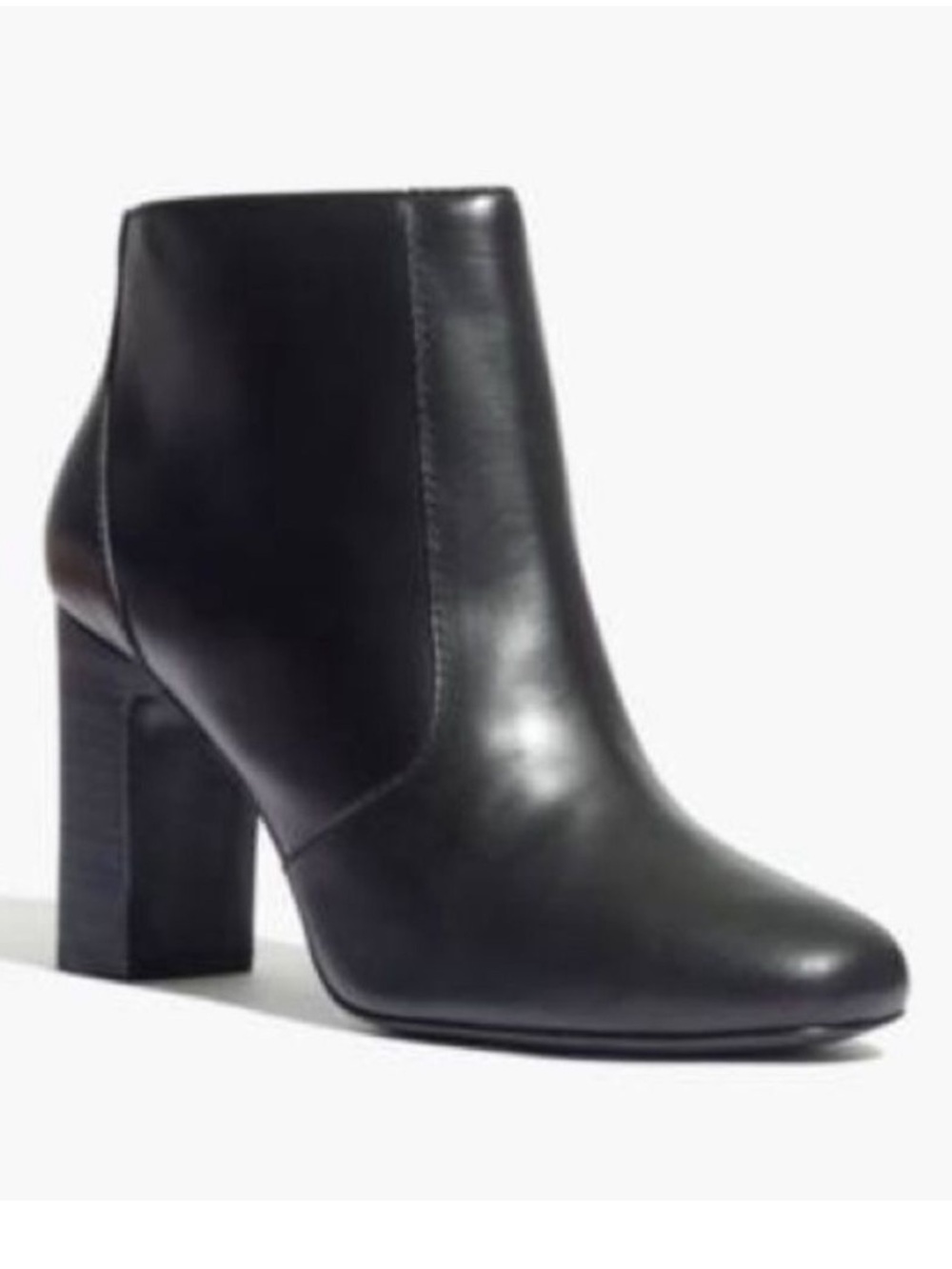 Madewell Women's Sutton Leather Ankle Boots 6.5 Black Block Heel Side Zipper